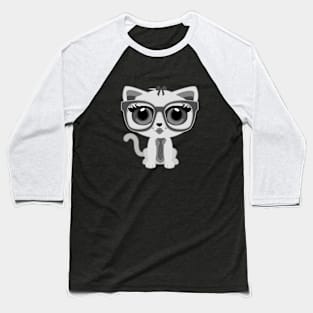 Kitten Nerd - Grey Baseball T-Shirt